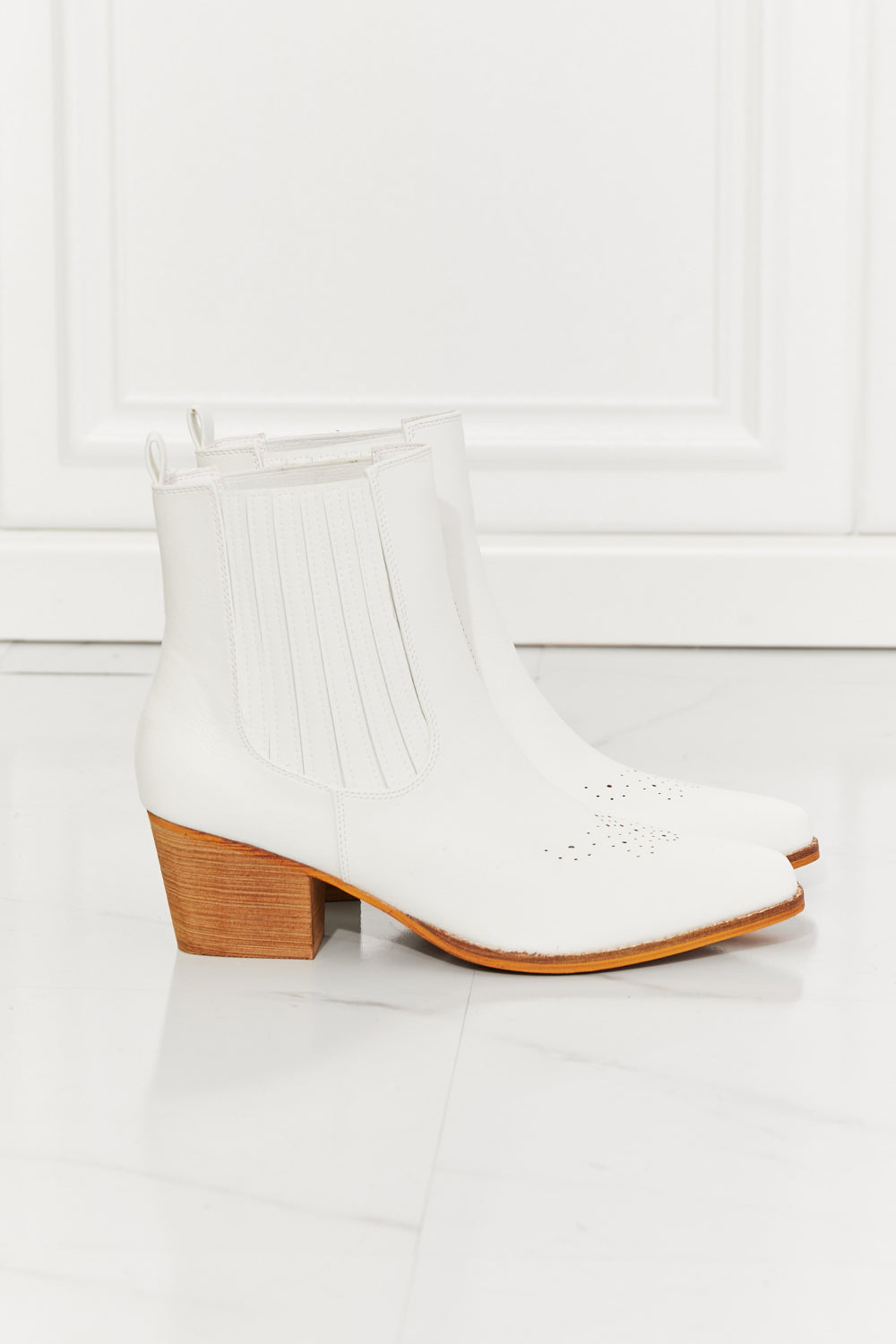 MMShoes Love the Journey Stacked Heel Chelsea Boot in White - Smart Shopper