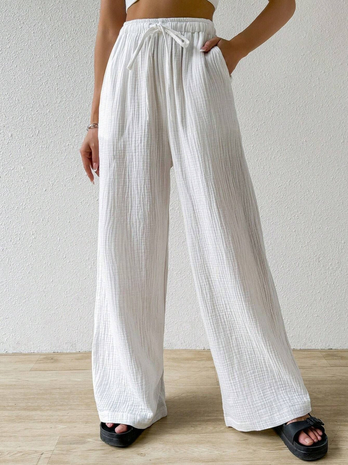 Drawstring Wide Leg Pants - Smart Shopper