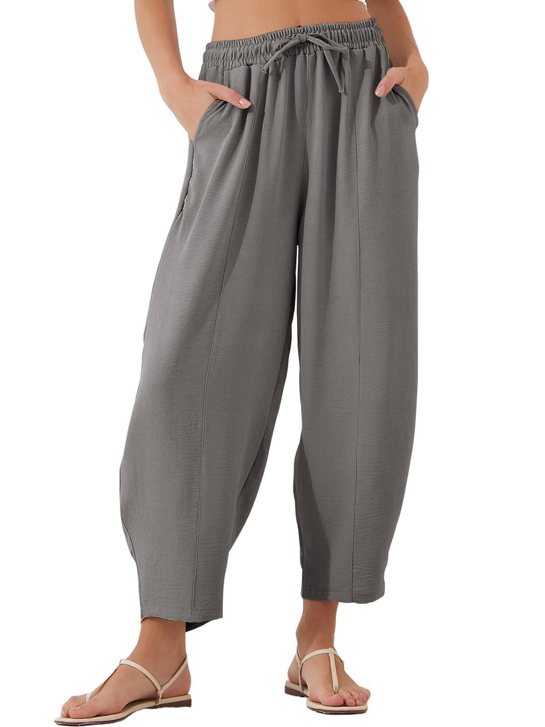 Full Size Drawstring Cropped Jogger Pants Plus Size - Smart Shopper