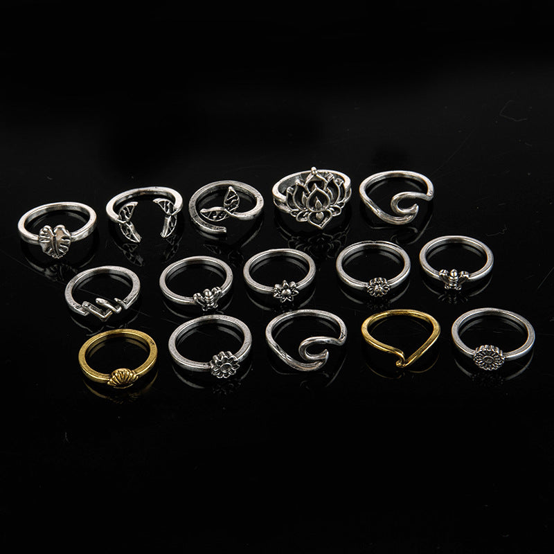 Alloy Multi Shapes 15-Piece Ring Set - Smart Shopper