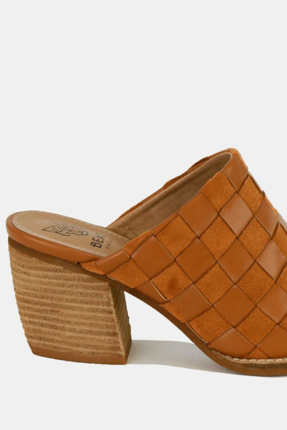 Beast Fashion Woven Checkerboard Block Heel Mule Shoes - Smart Shopper