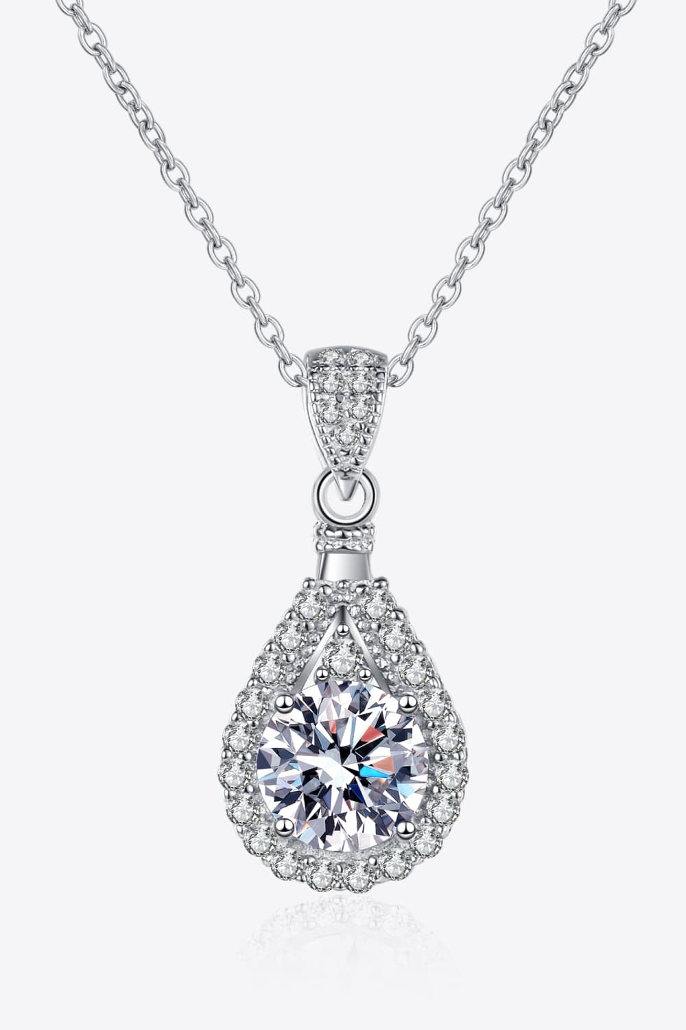 2 Carat Moissanite Teardrop Pendant 925 Sterling Silver Necklace - Smart Shopper