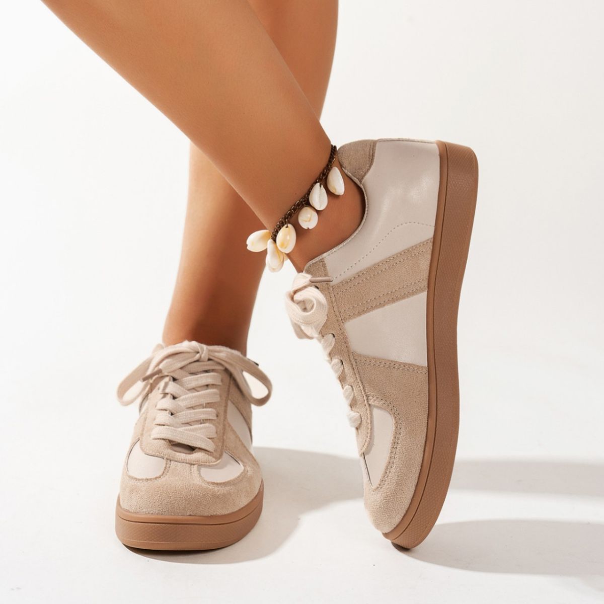 Lace Up Round Toe Flat Sneakers - Smart Shopper