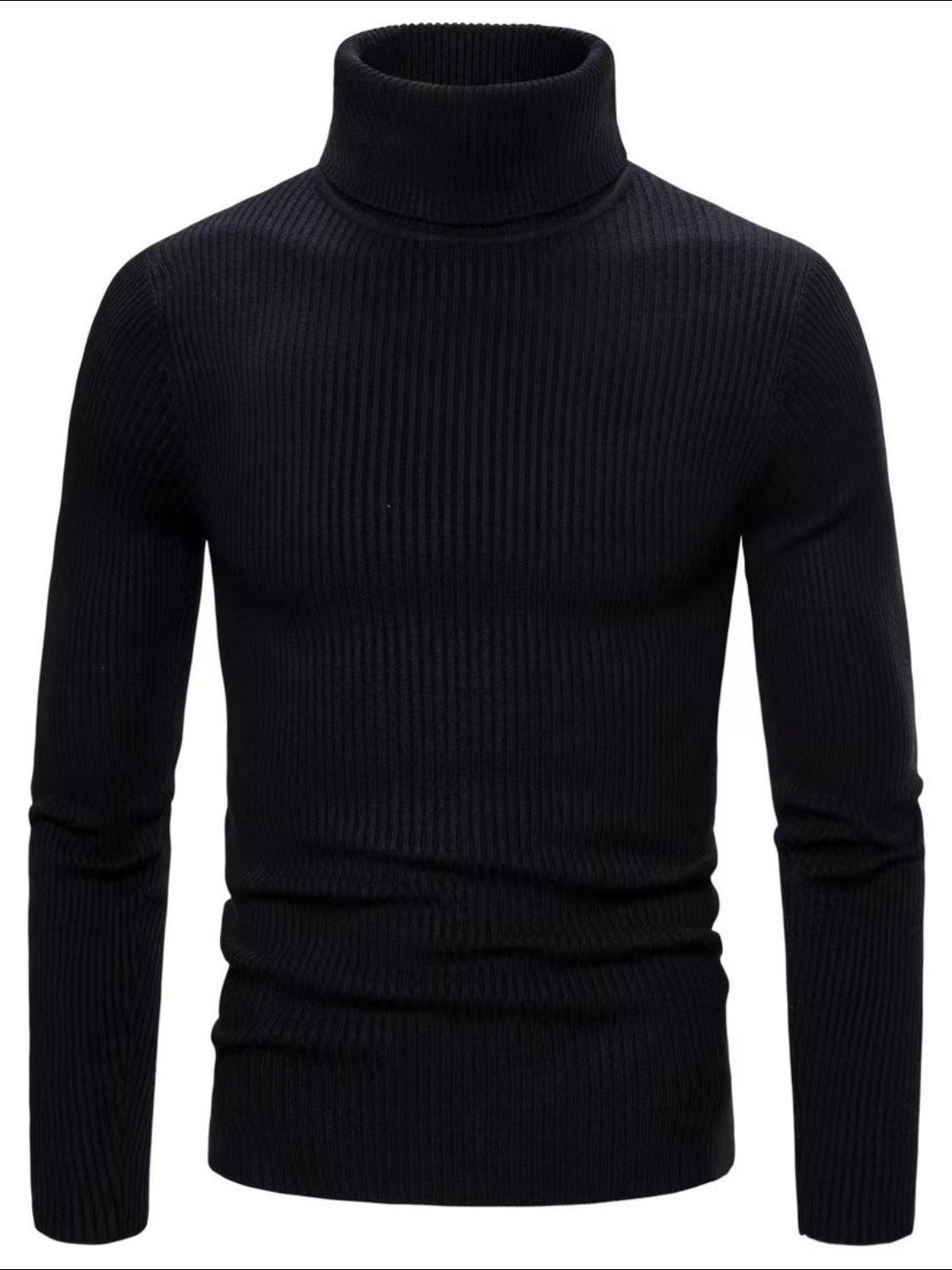 Men's Turtleneck Long Sleeve Ribbed Sweater - Smart Shopper