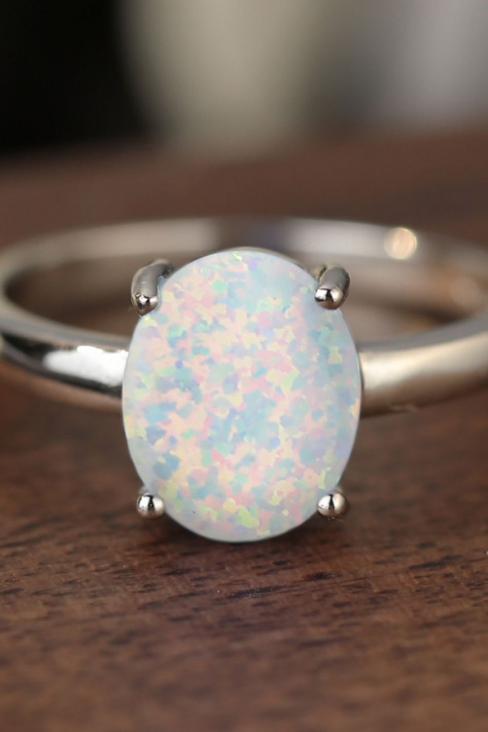 925 Sterling Silver Opal Solitaire Ring - Smart Shopper