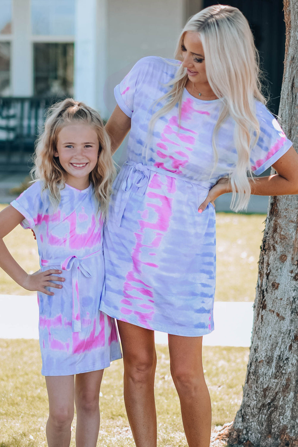 Women Tie-Dye Belted T-Shirt Dress - Smart Shopper