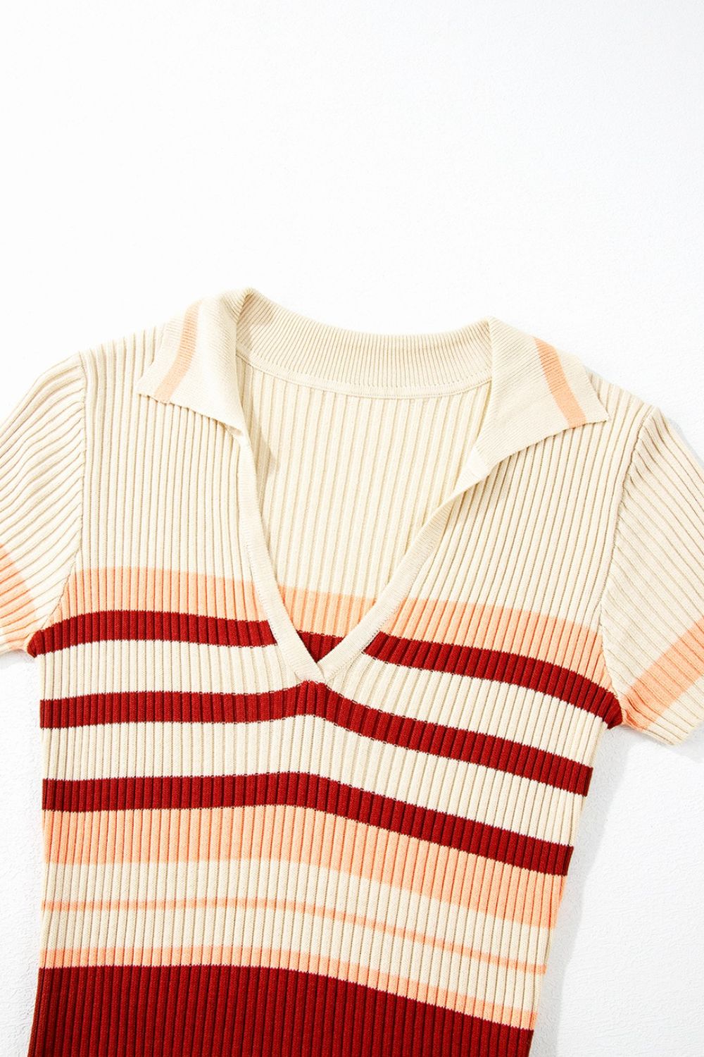 Contrast Striped Johnny Collar Short Sleeve Mini Dress - Smart Shopper