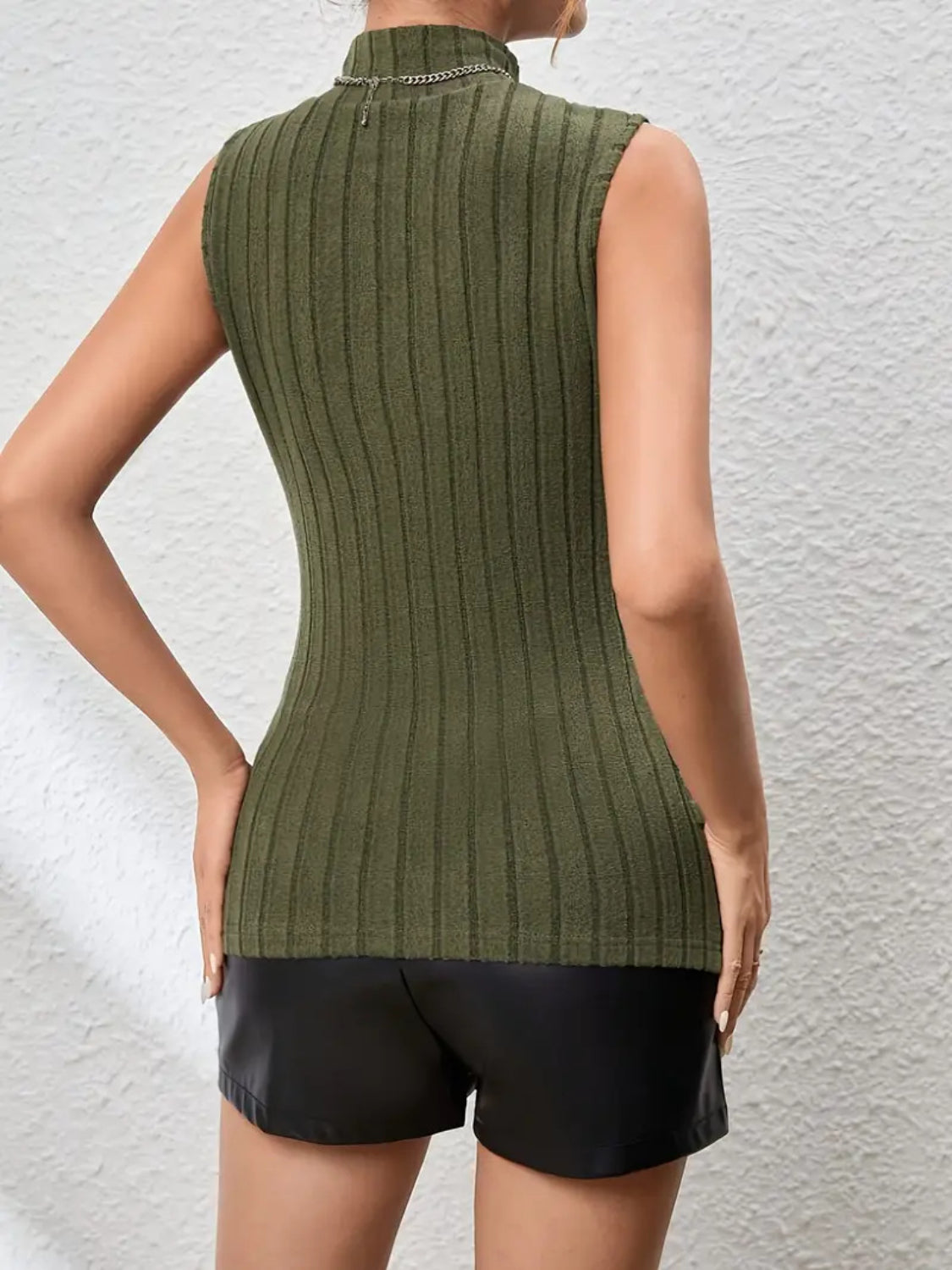 Twisted Mock Neck Ribbed Knit Top - Smart Shopper