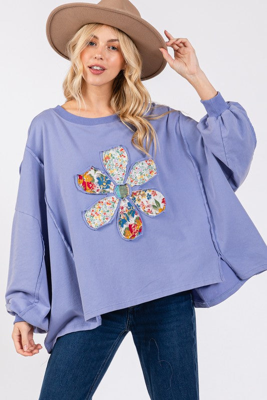 SAGE + FIG Flower Patch Dropped Shoulder Oversize Top - Smart Shopper