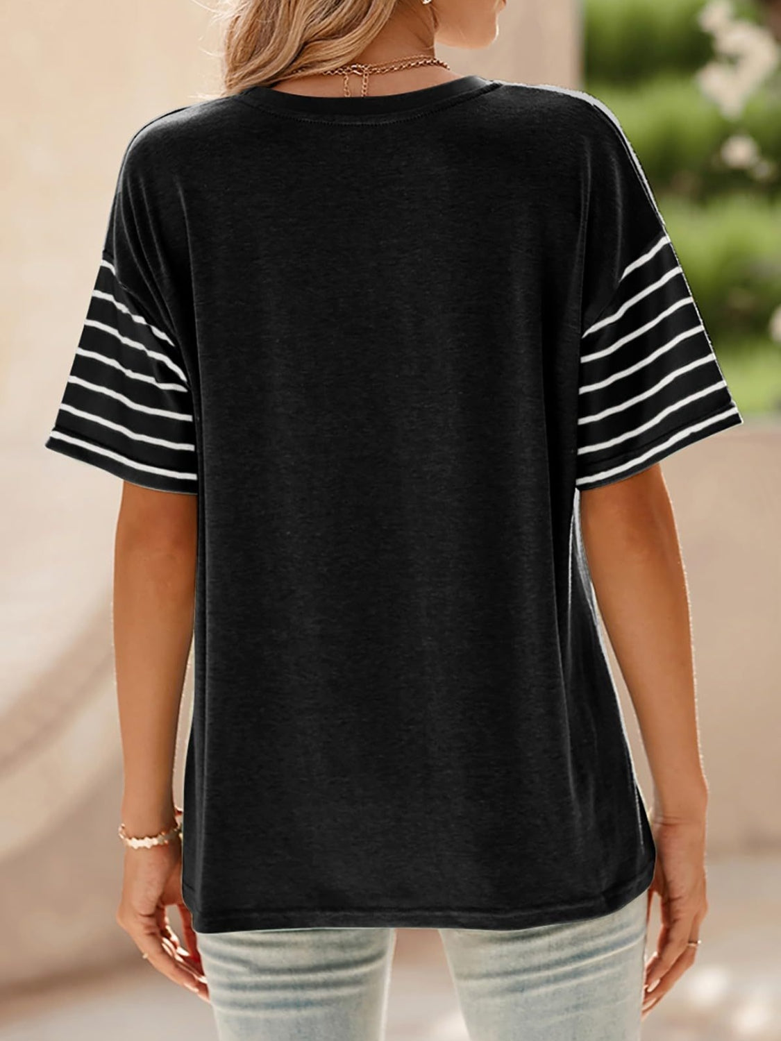 Contrast Striped Short Sleeve T-Shirt - Smart Shopper