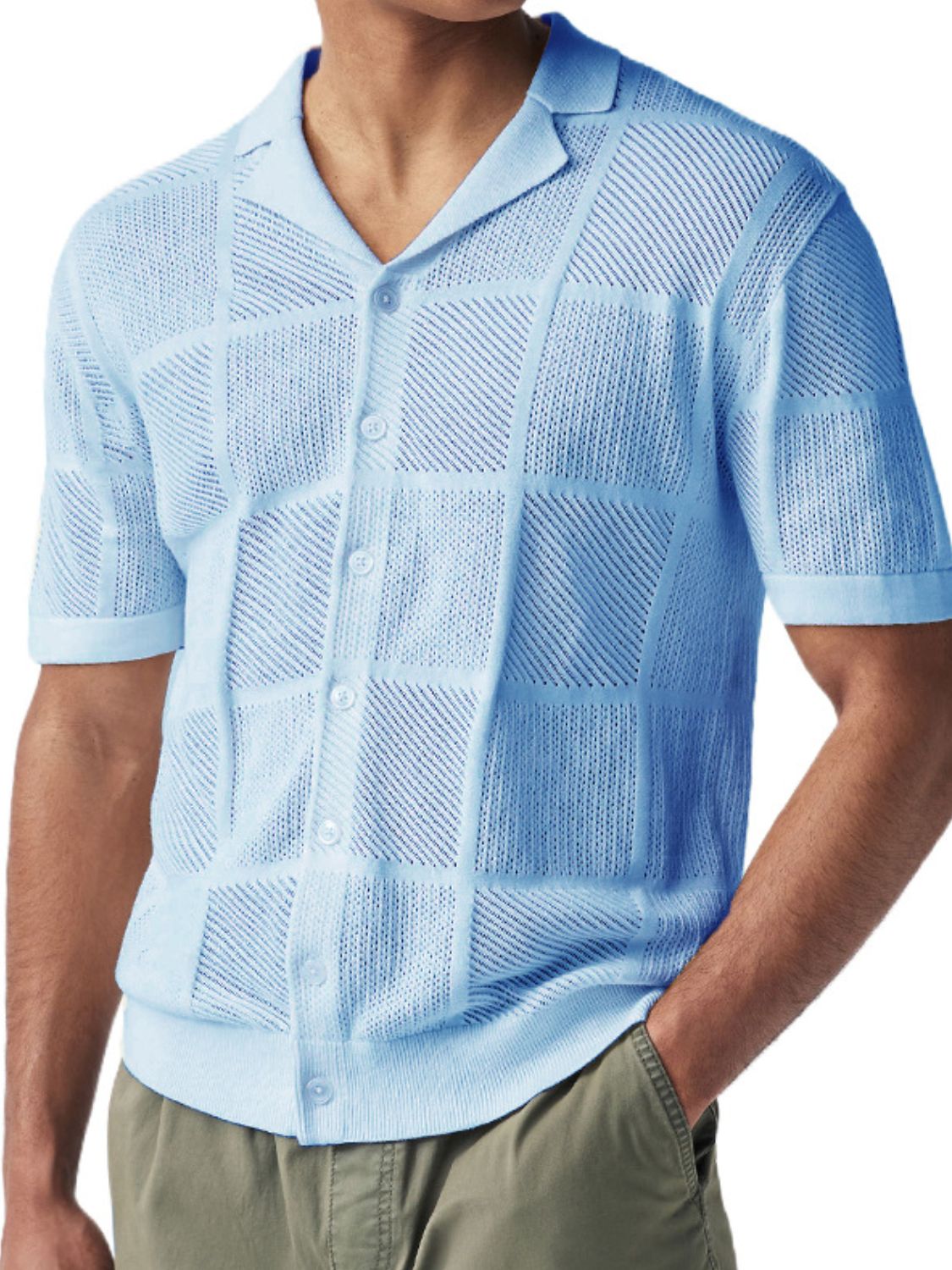 Men's Button Down Checkered Eyelet Shirt - Smart Shopper