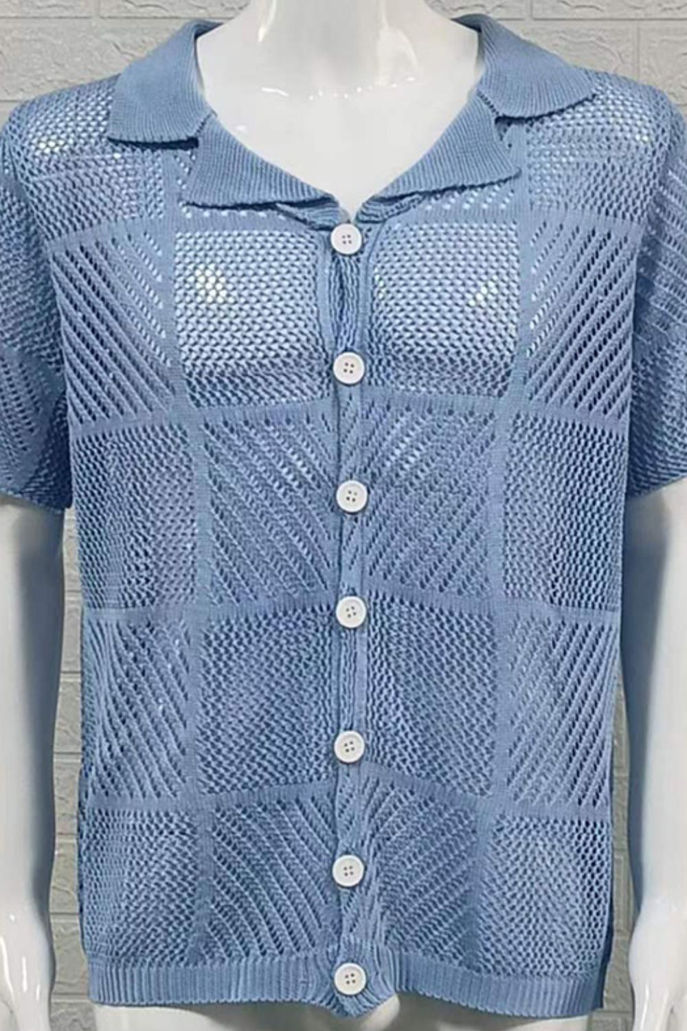 Men's Button Down Checkered Eyelet Shirt - Smart Shopper