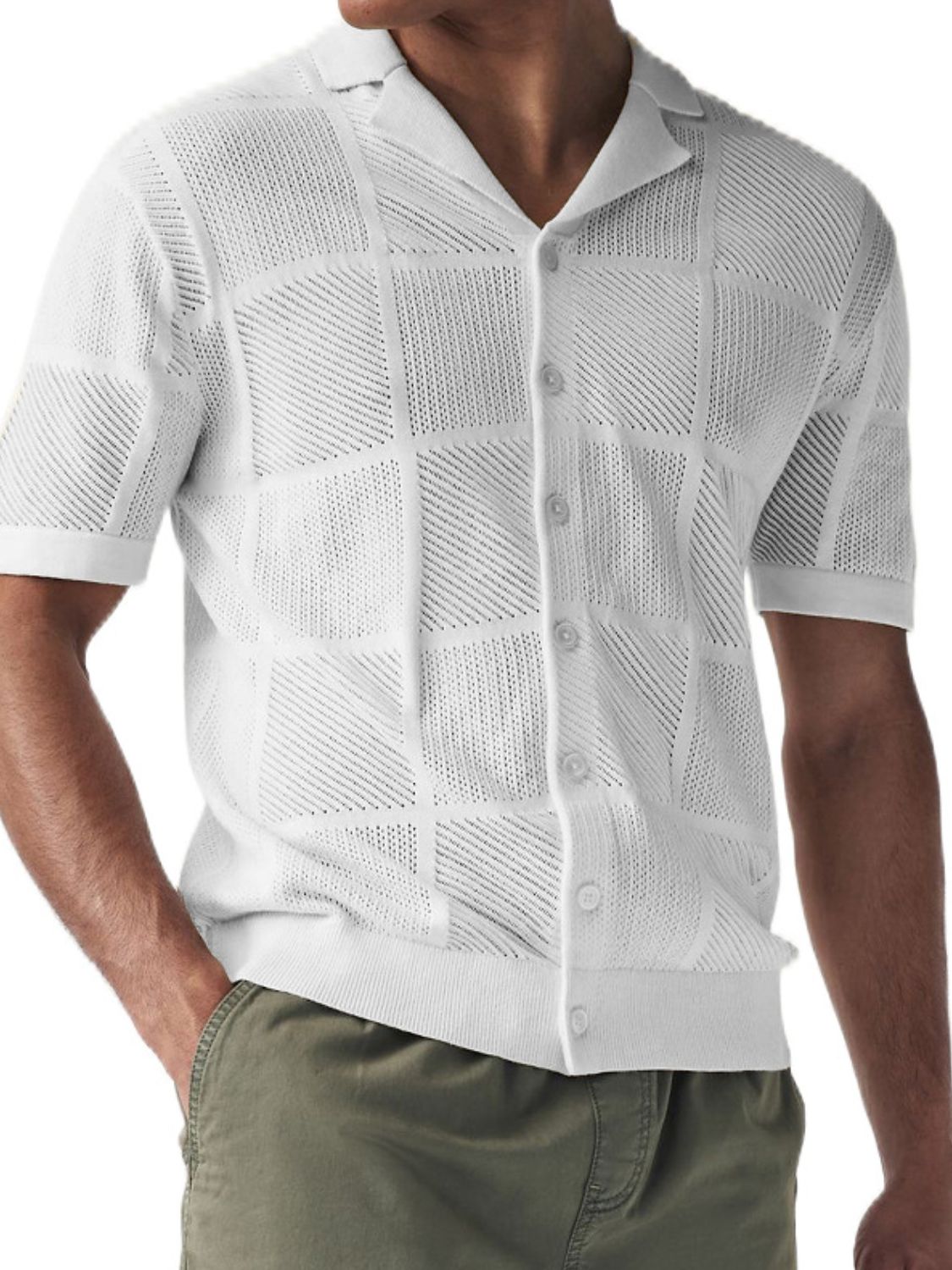 Men's Button Down Checkered Eyelet Shirt - Smart Shopper