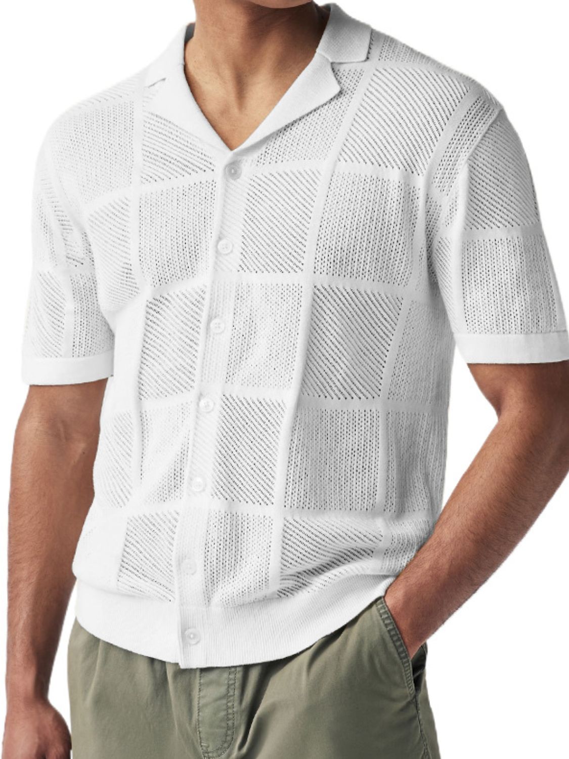 Men's Button Down Checkered Eyelet Shirt - Smart Shopper