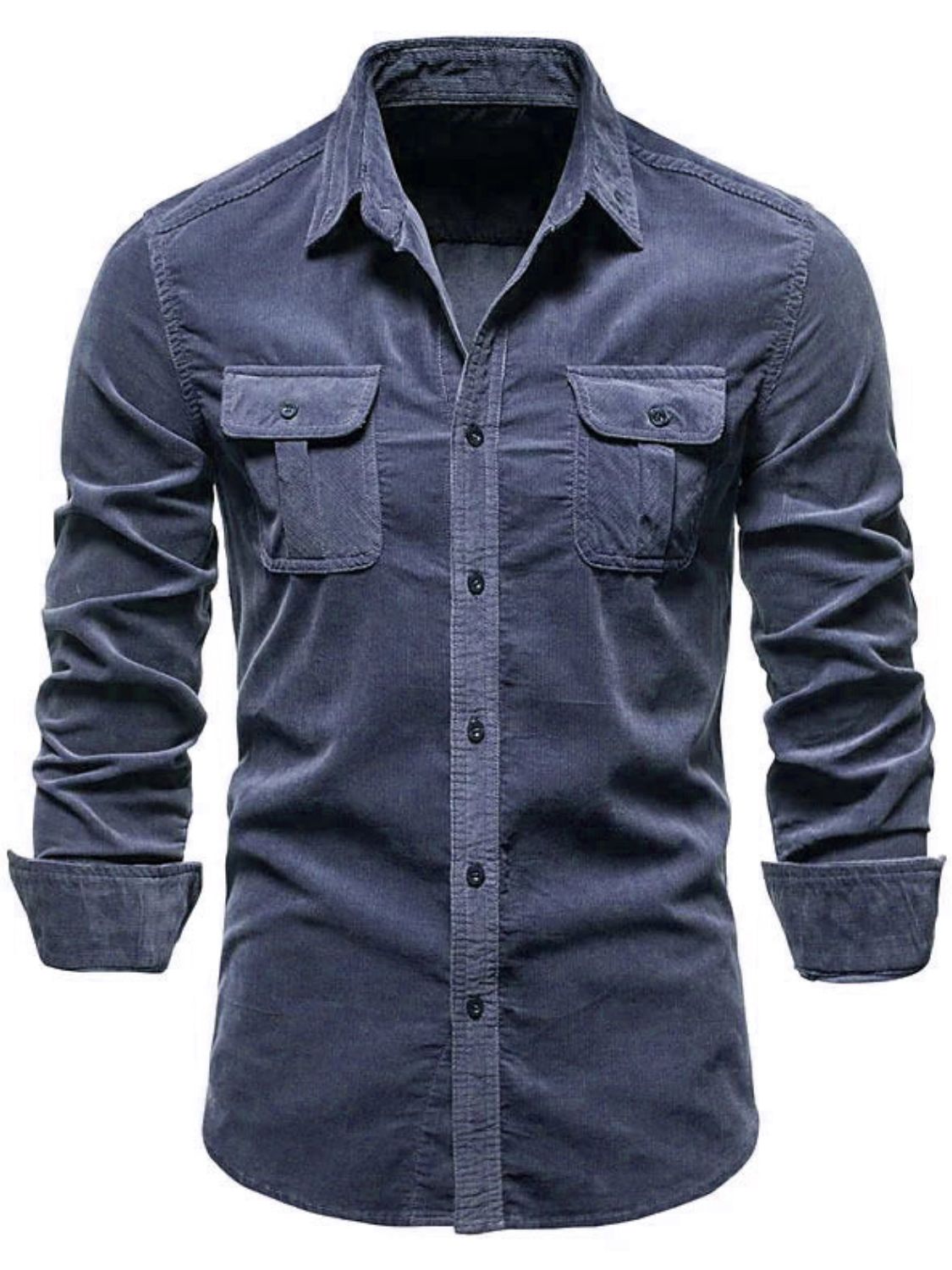 Men's Full Size Collared Neck Button Down Shirt with Chest Pockets Plus Size - Smart Shopper