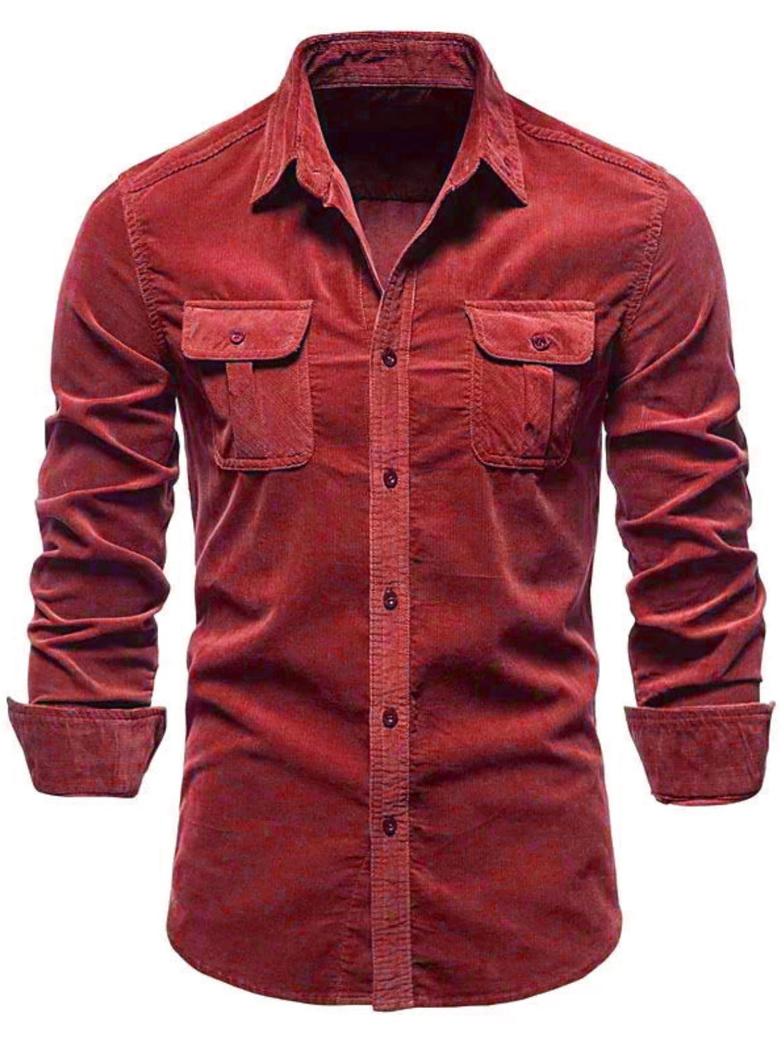 Men's Full Size Collared Neck Button Down Shirt with Chest Pockets Plus Size - Smart Shopper