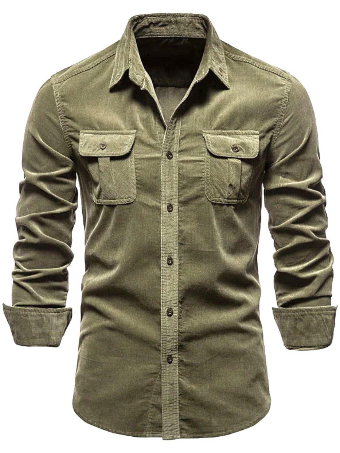 Men's Full Size Collared Neck Button Down Shirt with Chest Pockets Plus Size - Smart Shopper