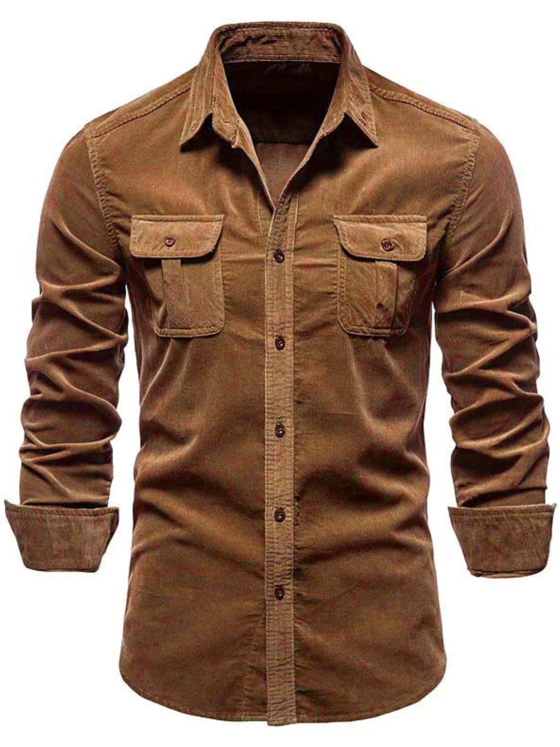 Men's Full Size Collared Neck Button Down Shirt with Chest Pockets Plus Size - Smart Shopper