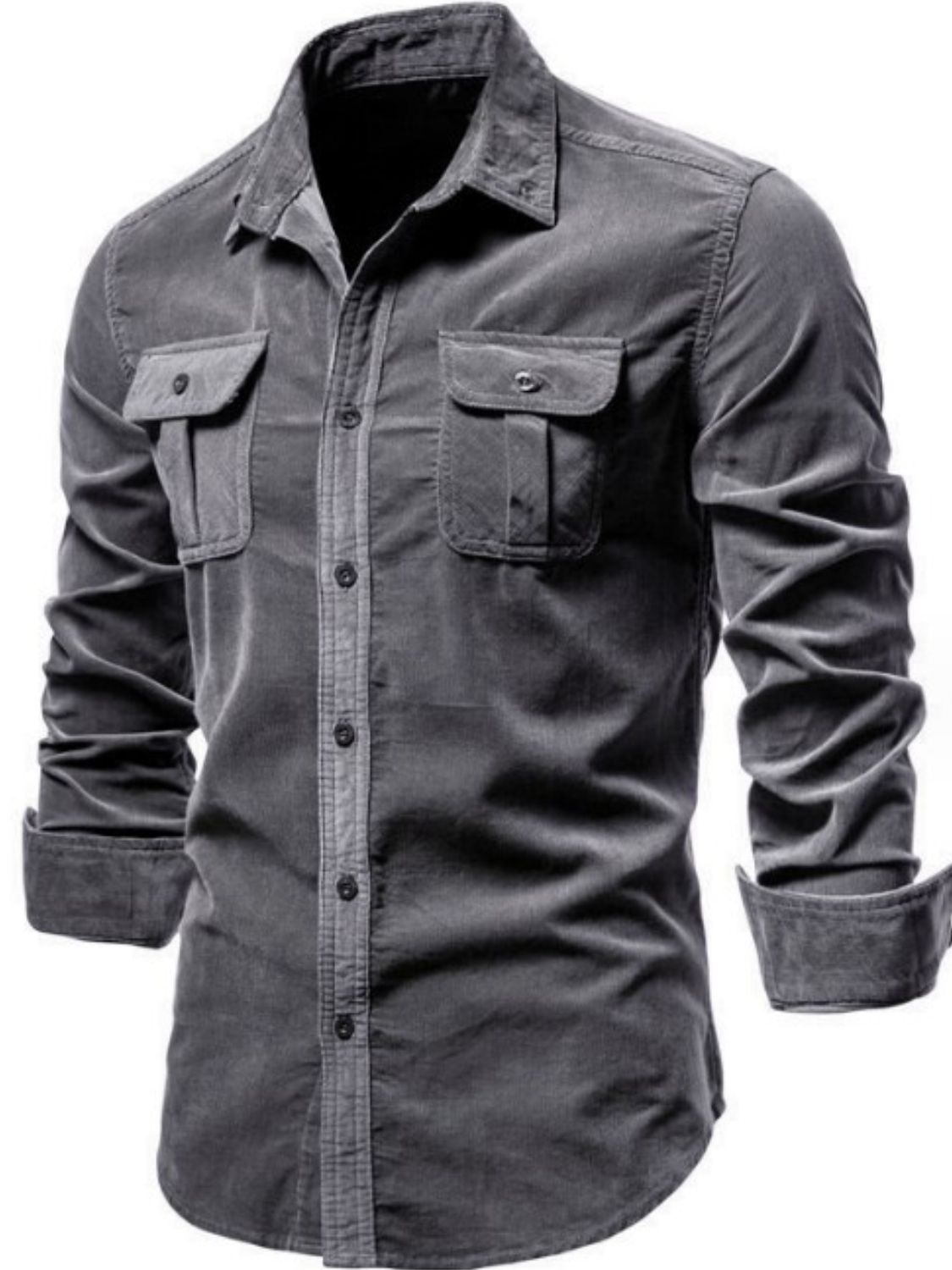 Men's Full Size Collared Neck Button Down Shirt with Chest Pockets Plus Size - Smart Shopper