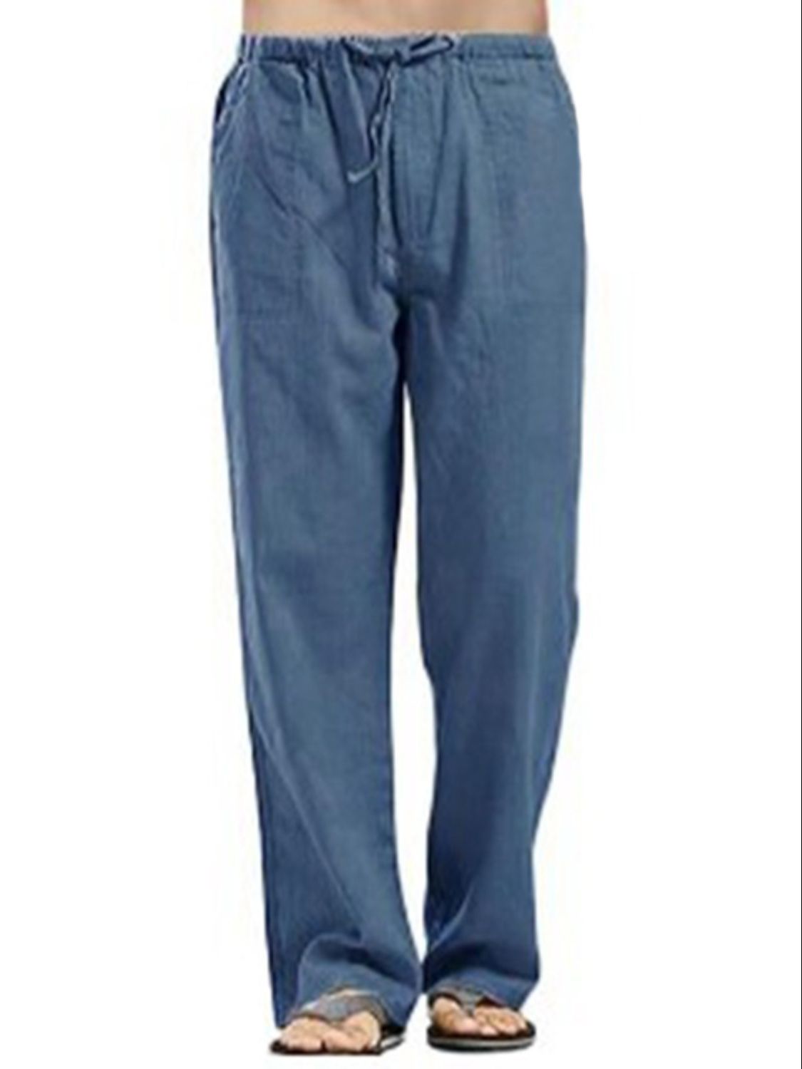 Men's Full Size Drawsting Straight Leg Pants Plus Size - Smart Shopper