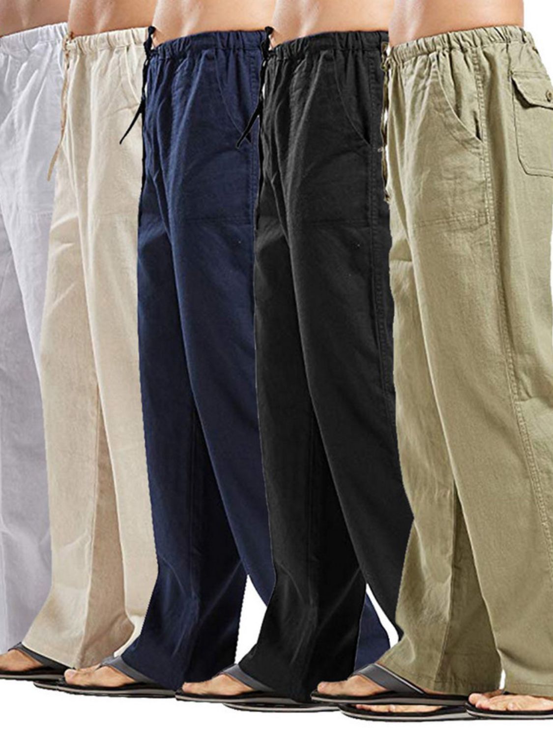 Men's Full Size Drawsting Straight Leg Pants Plus Size - Smart Shopper