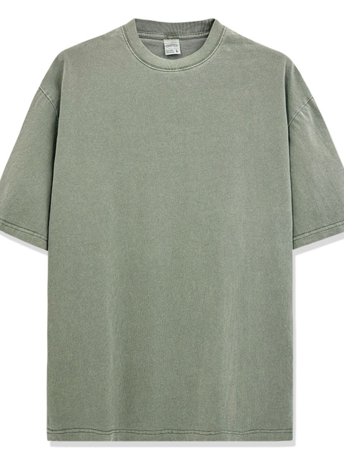 Men's Full Size Round Neck Washed T-Shirt Plus Size - Smart Shopper