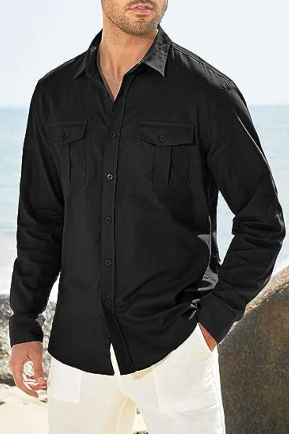 Men's Plus Size Button Down Collared Neck Long Sleeve Shirt - Smart Shopper