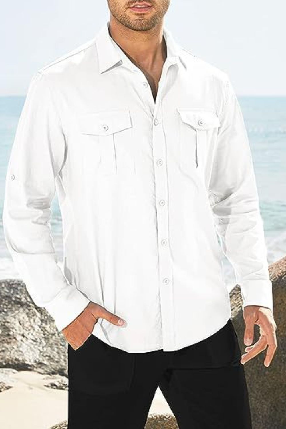 Men's Plus Size Button Down Collared Neck Long Sleeve Shirt - Smart Shopper