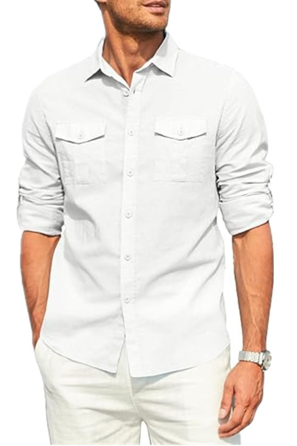 Men's Plus Size Button Down Collared Neck Long Sleeve Shirt - Smart Shopper