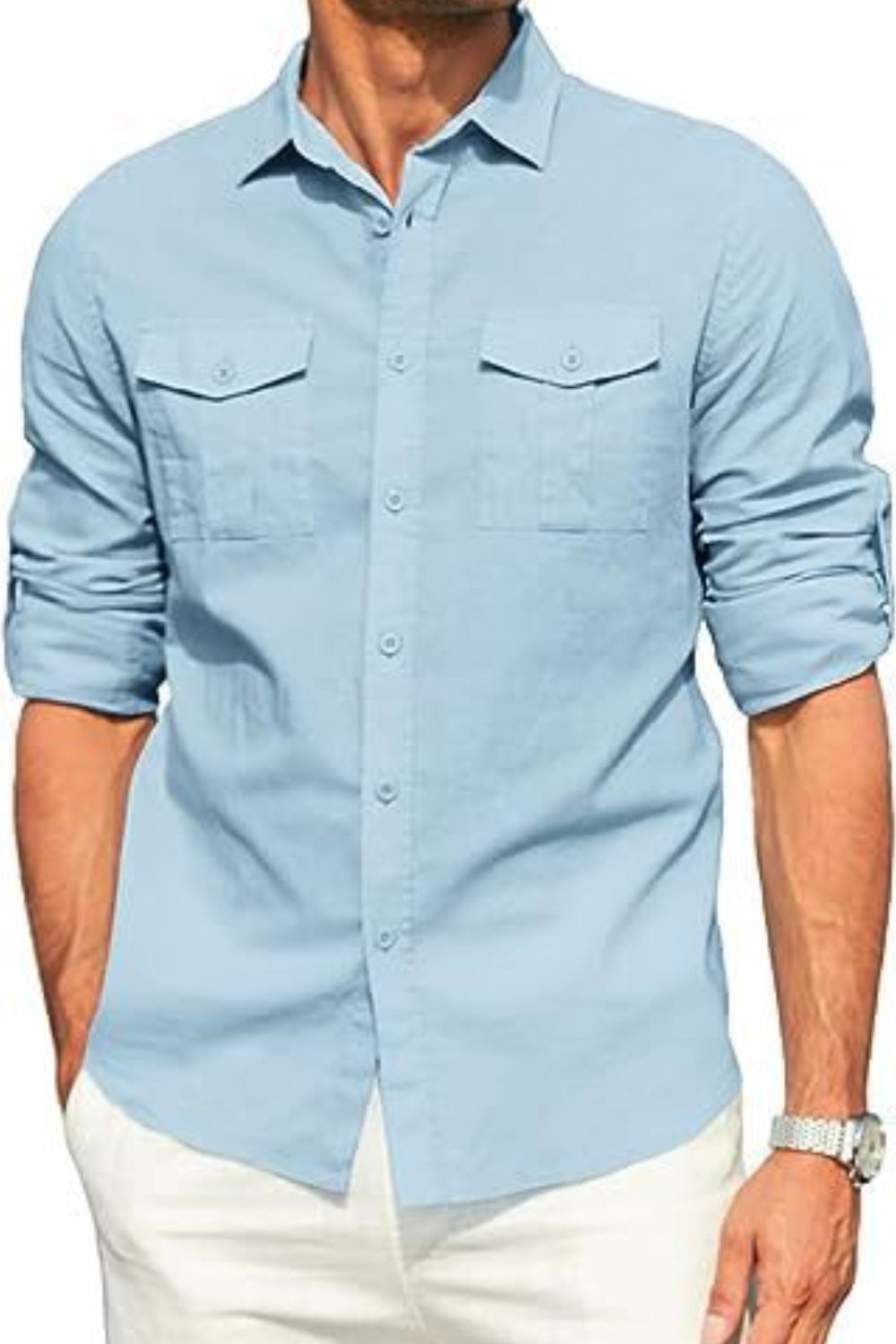 Men's Plus Size Button Down Collared Neck Long Sleeve Shirt - Smart Shopper