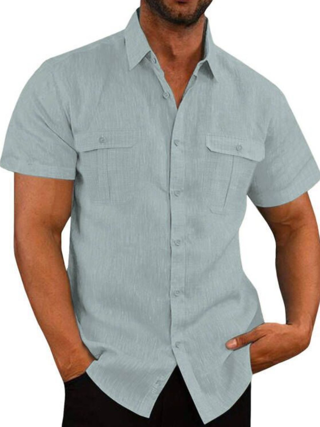 Men's Plus Size Collared Neck Short Sleeve Shirt - Smart Shopper