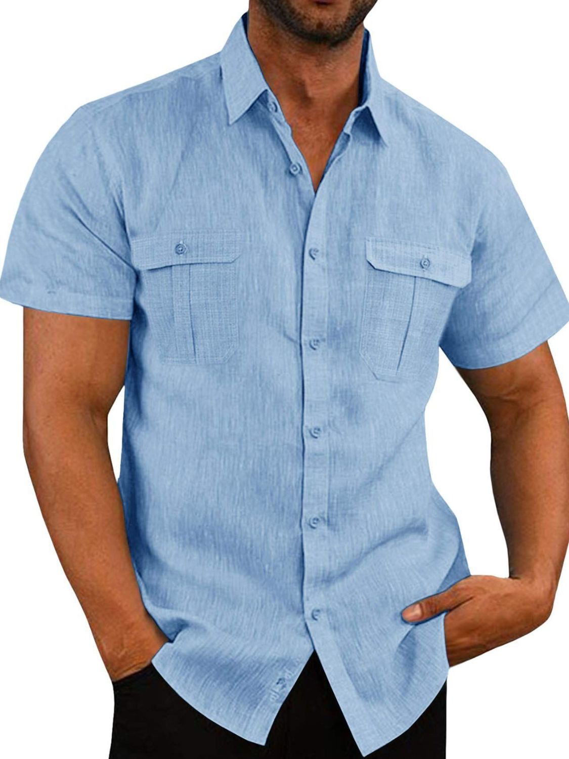 Men's Plus Size Collared Neck Short Sleeve Shirt - Smart Shopper