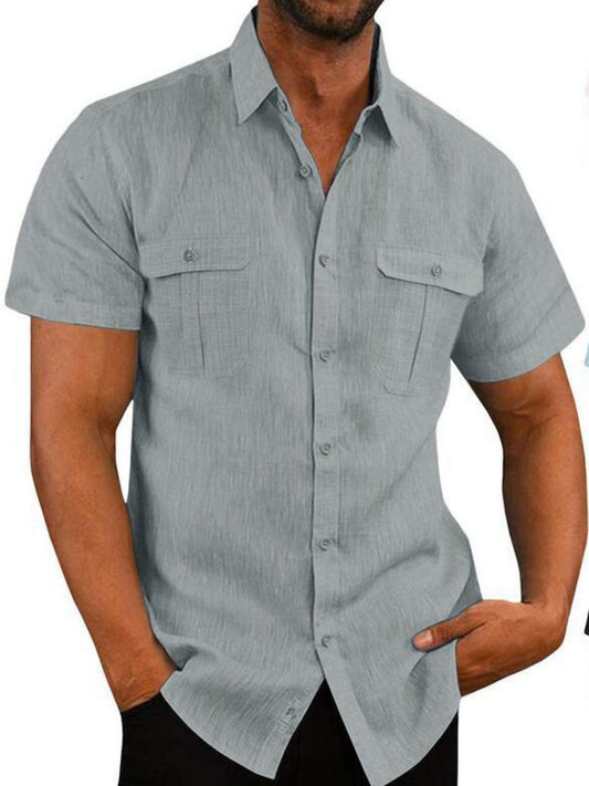 Men's Plus Size Collared Neck Short Sleeve Shirt - Smart Shopper