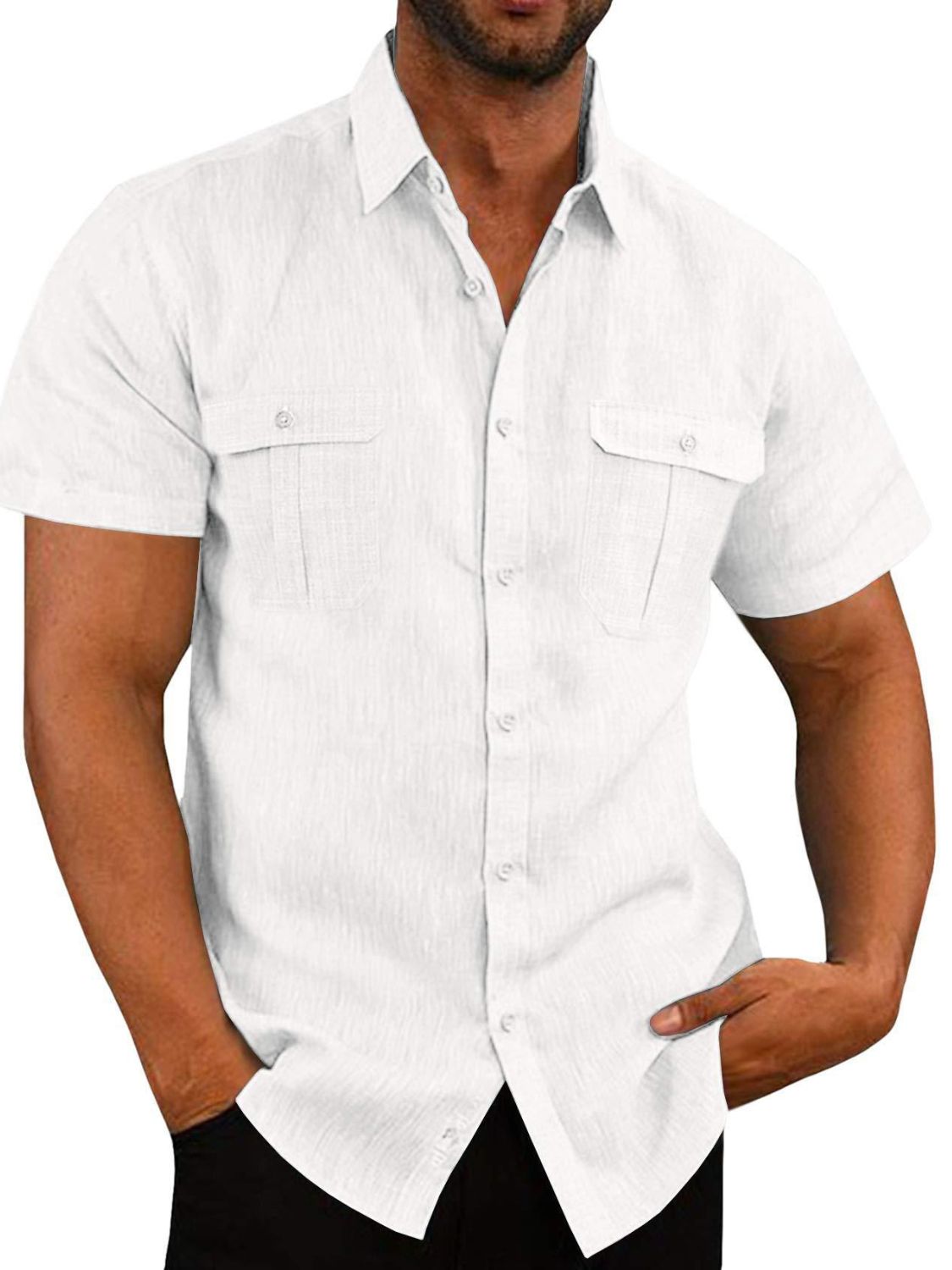 Men's Plus Size Collared Neck Short Sleeve Shirt - Smart Shopper