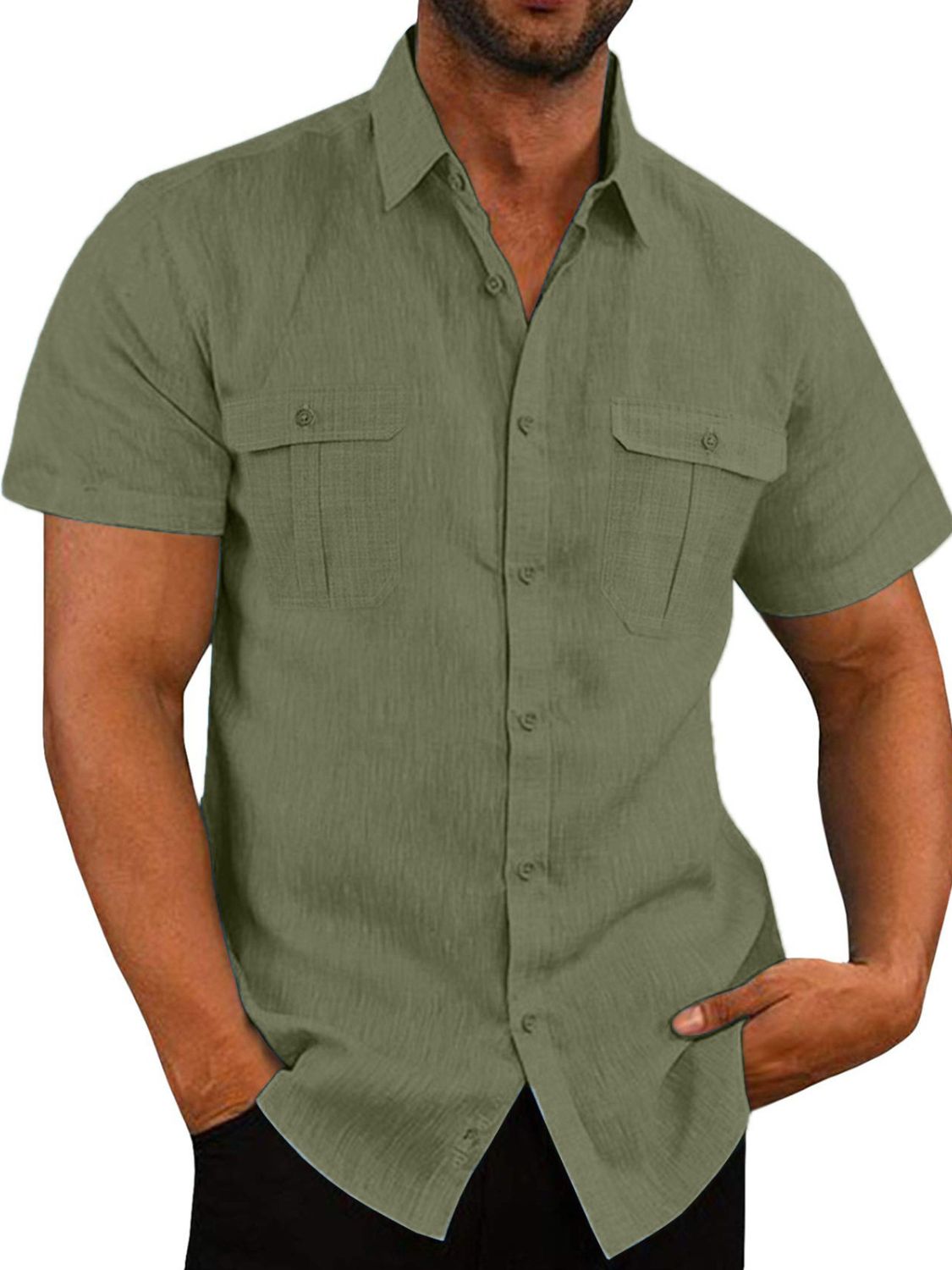 Men's Plus Size Collared Neck Short Sleeve Shirt - Smart Shopper