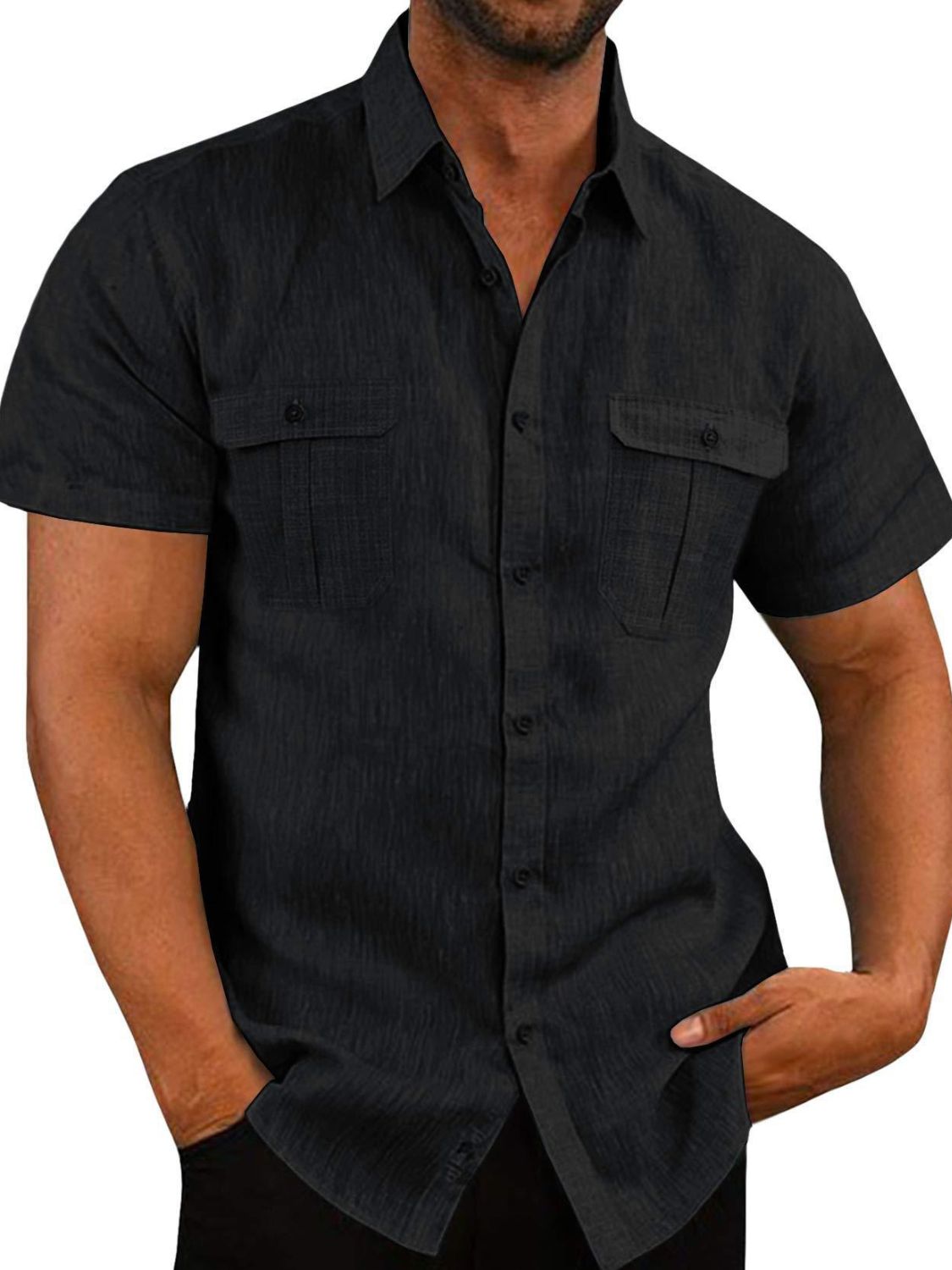 Men's Plus Size Collared Neck Short Sleeve Shirt - Smart Shopper