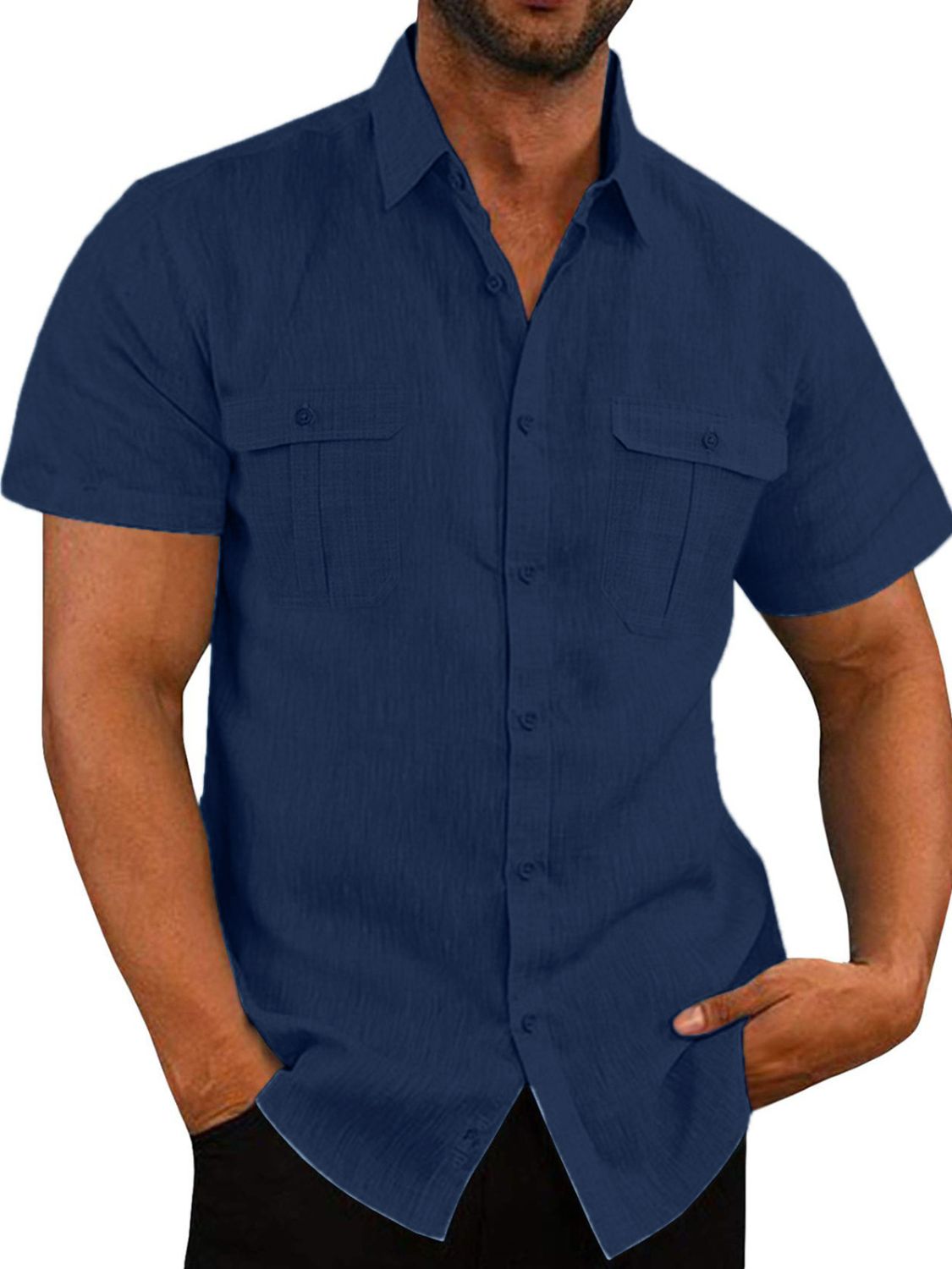 Men's Plus Size Collared Neck Short Sleeve Shirt - Smart Shopper