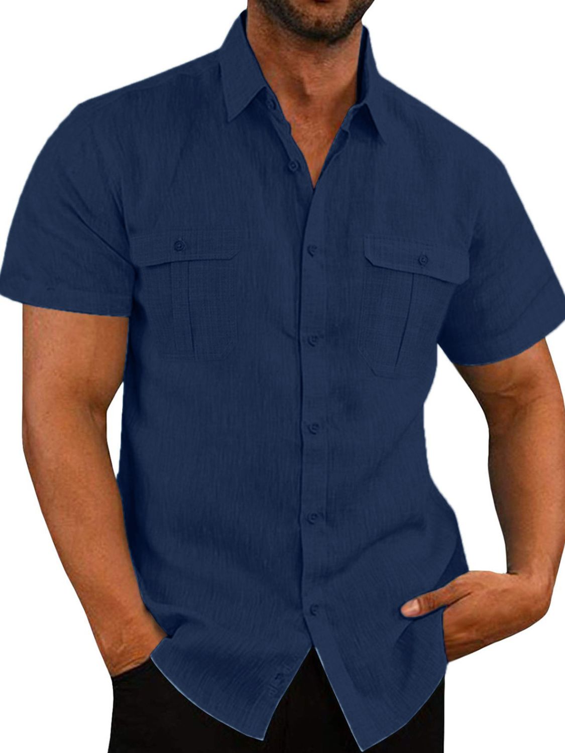 Men's Plus Size Collared Neck Short Sleeve Shirt - Smart Shopper