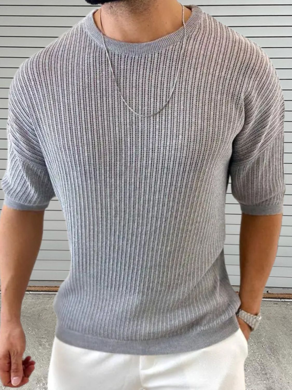 Men's Round Neck Drop Shouler Knit Top - Smart Shopper