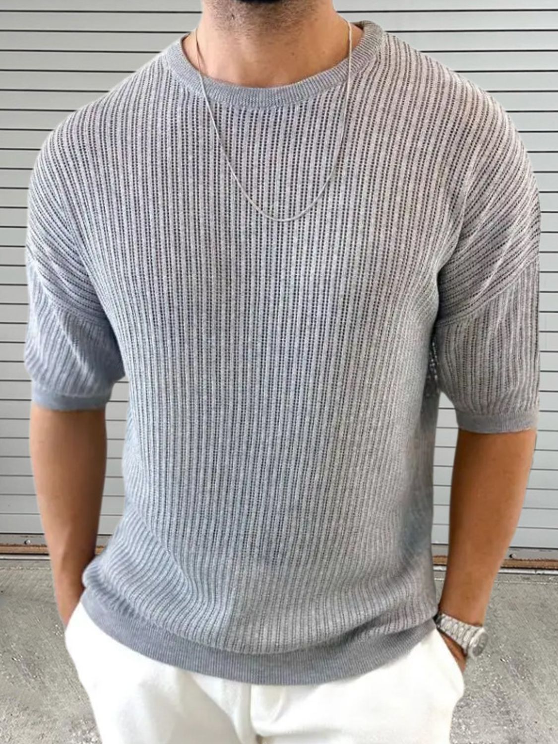 Men's Round Neck Drop Shouler Knit Top - Smart Shopper