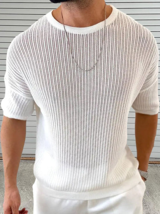 Men's Round Neck Drop Shouler Knit Top - Smart Shopper