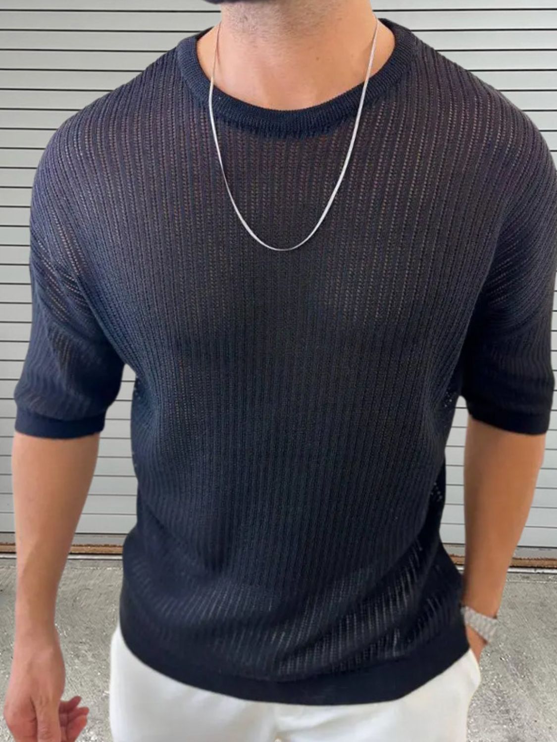 Men's Round Neck Drop Shouler Knit Top - Smart Shopper