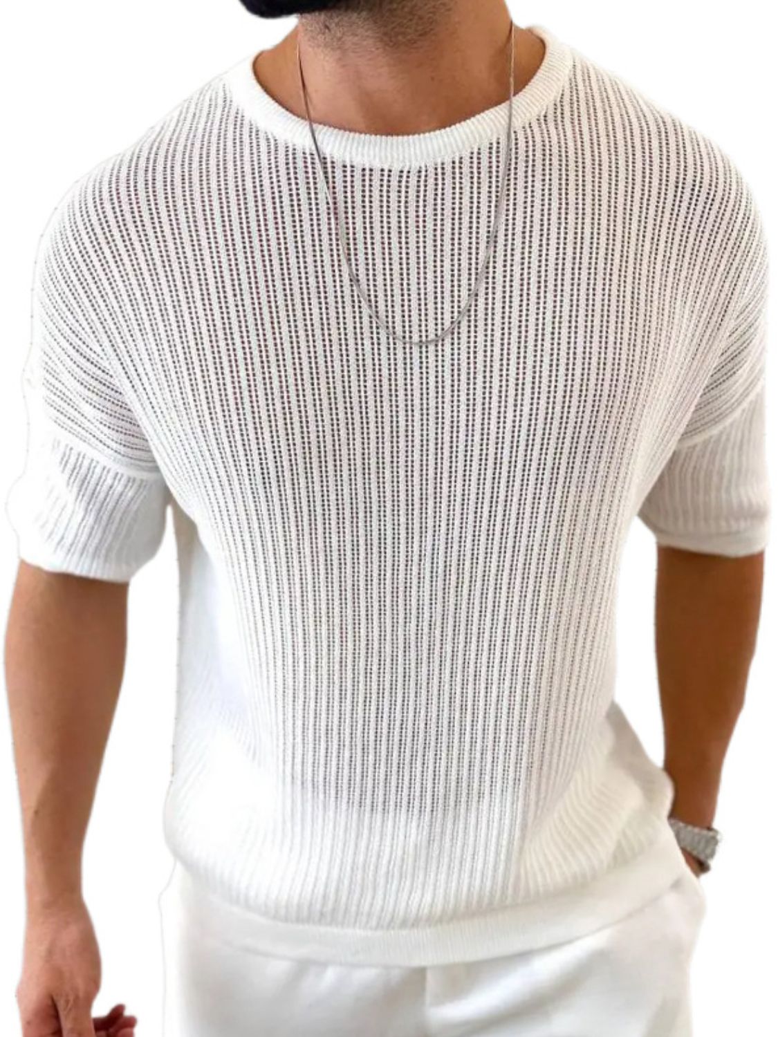 Men's Round Neck Drop Shouler Knit Top - Smart Shopper