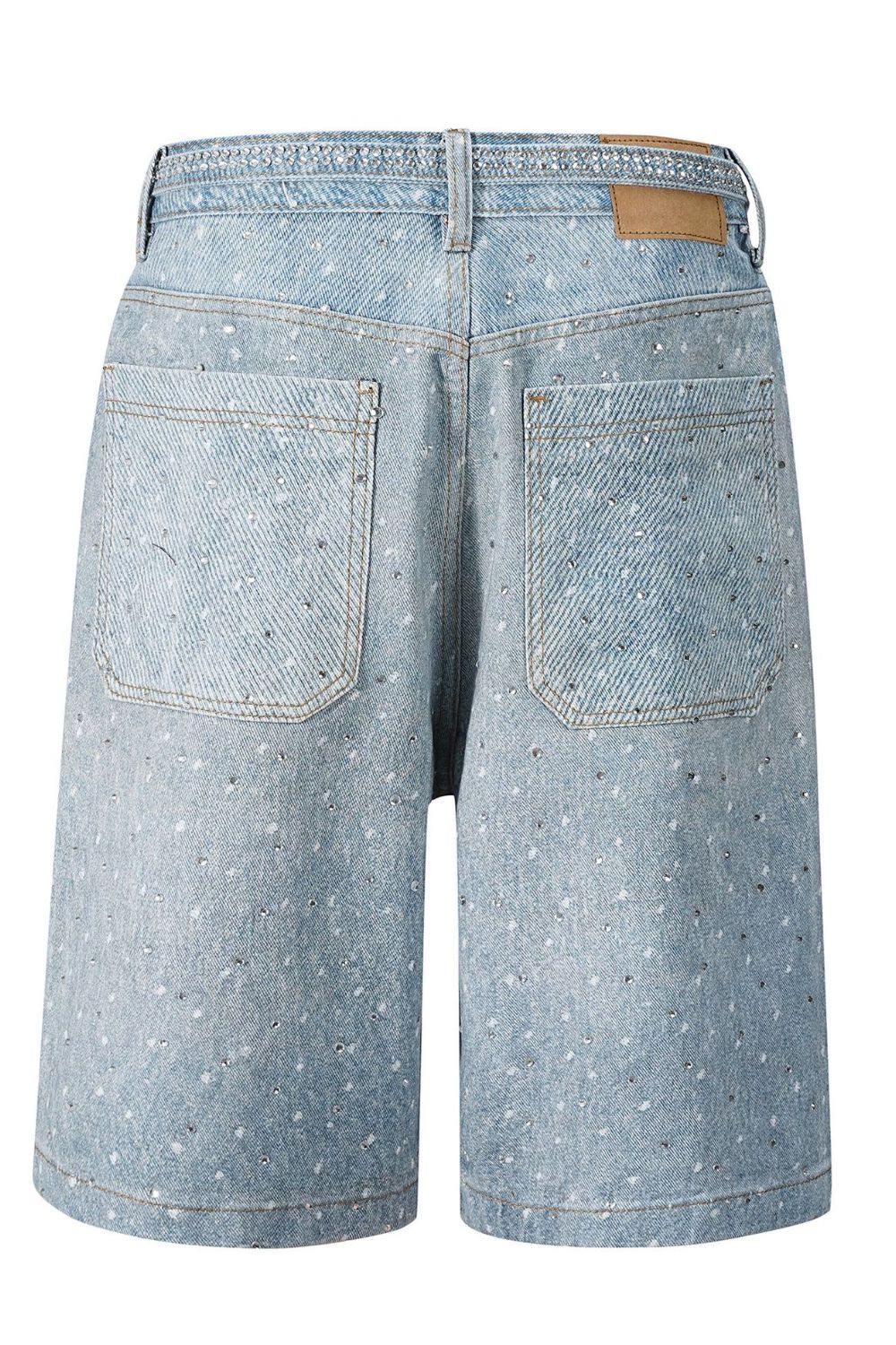 Men's Washed Rhinestone Denim Bermuda Shorts - Smart Shopper