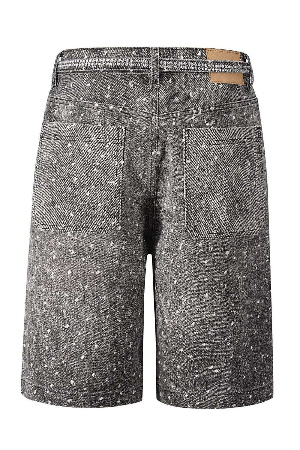 Men's Washed Rhinestone Denim Bermuda Shorts - Smart Shopper