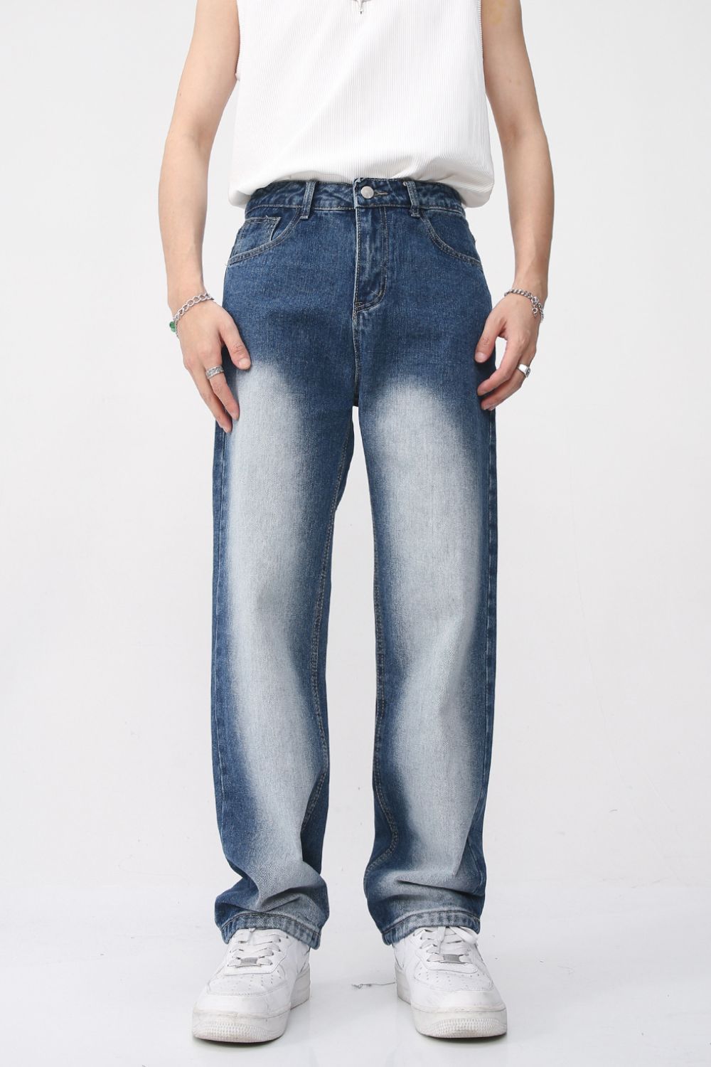 Men's Washed Straight Leg Jeans - Smart Shopper