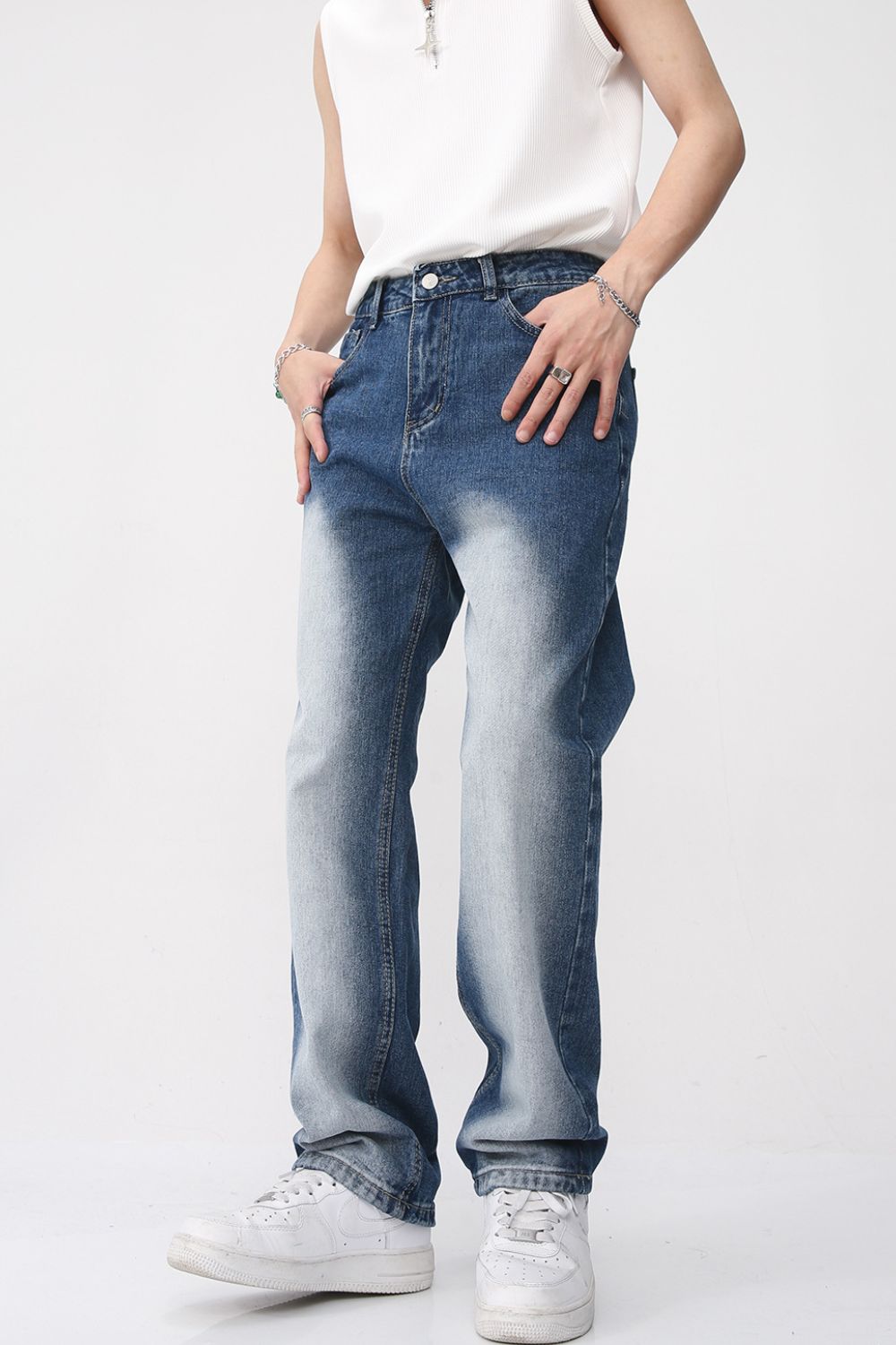 Men's Washed Straight Leg Jeans - Smart Shopper