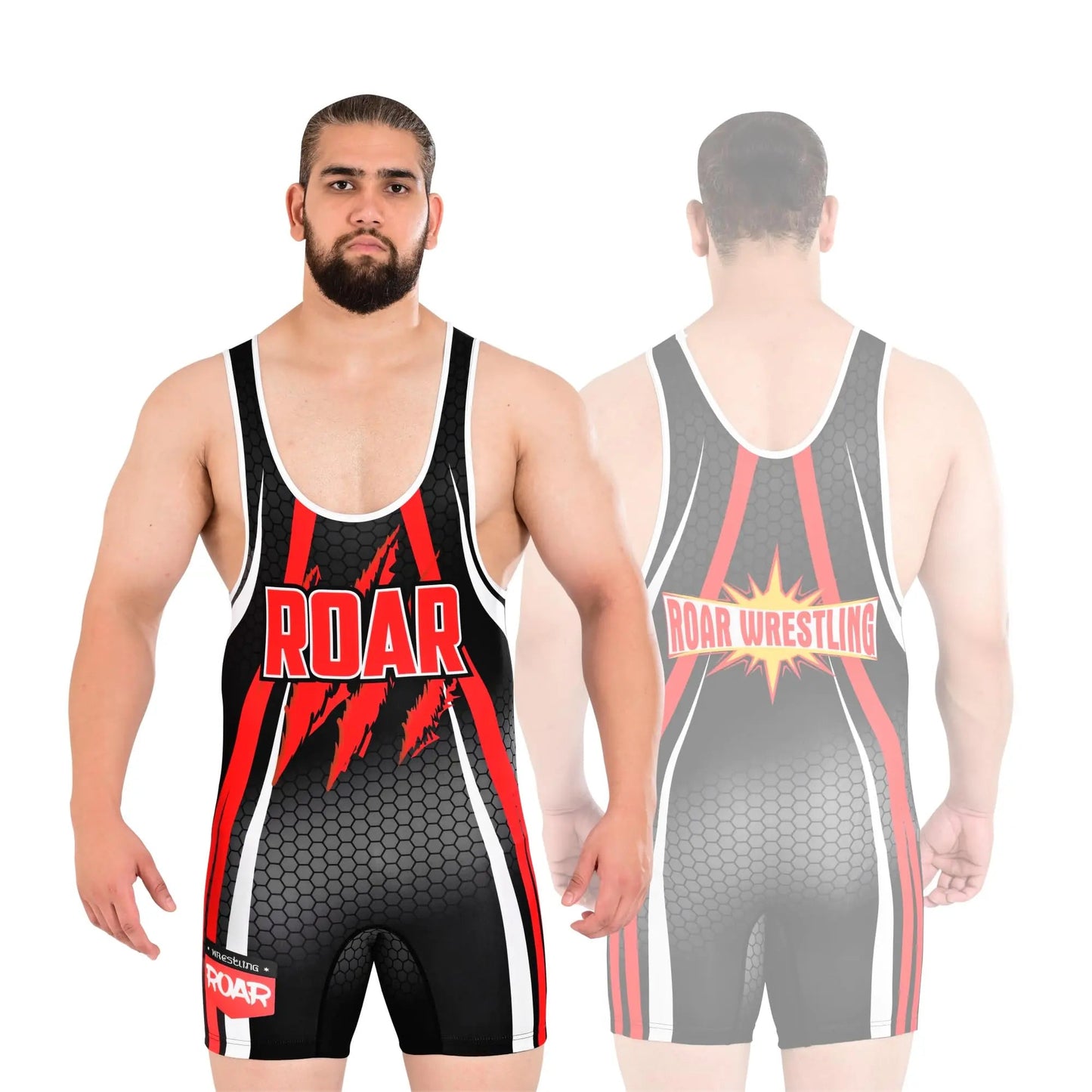 ROAR Tiger Wrestler Stretch Singlet - Red/Black, Small - Smart Shopper