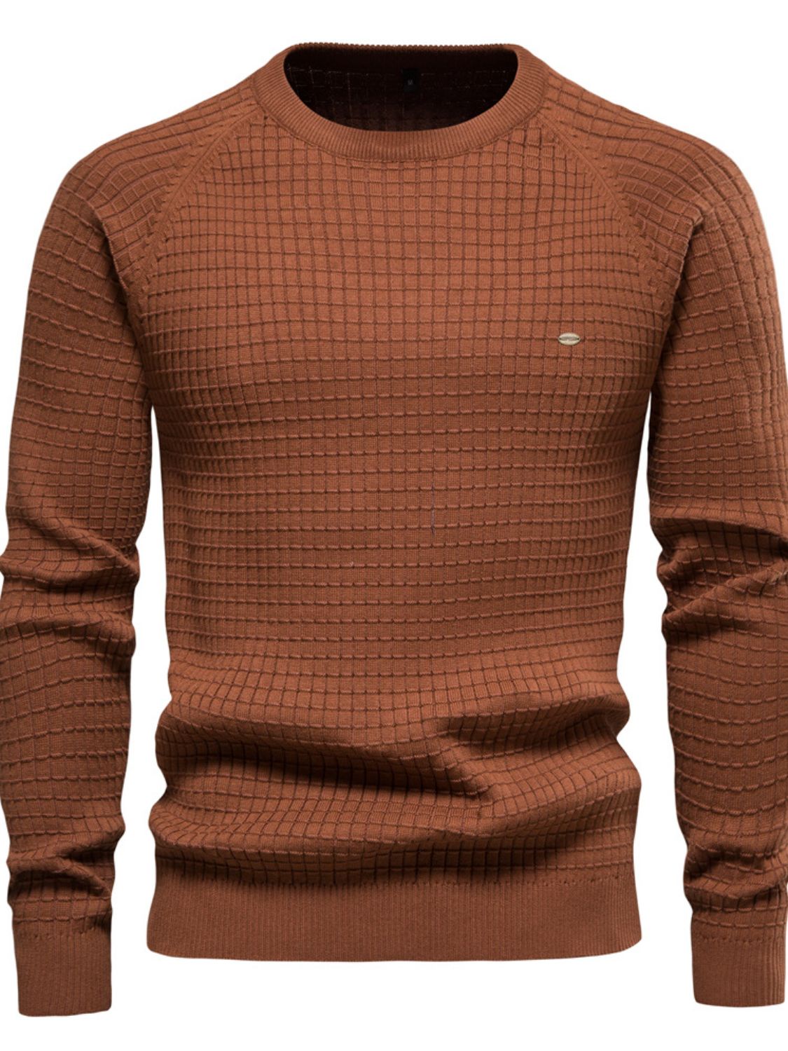 Texture Round Neck Long Sleeve Sweater - Smart Shopper