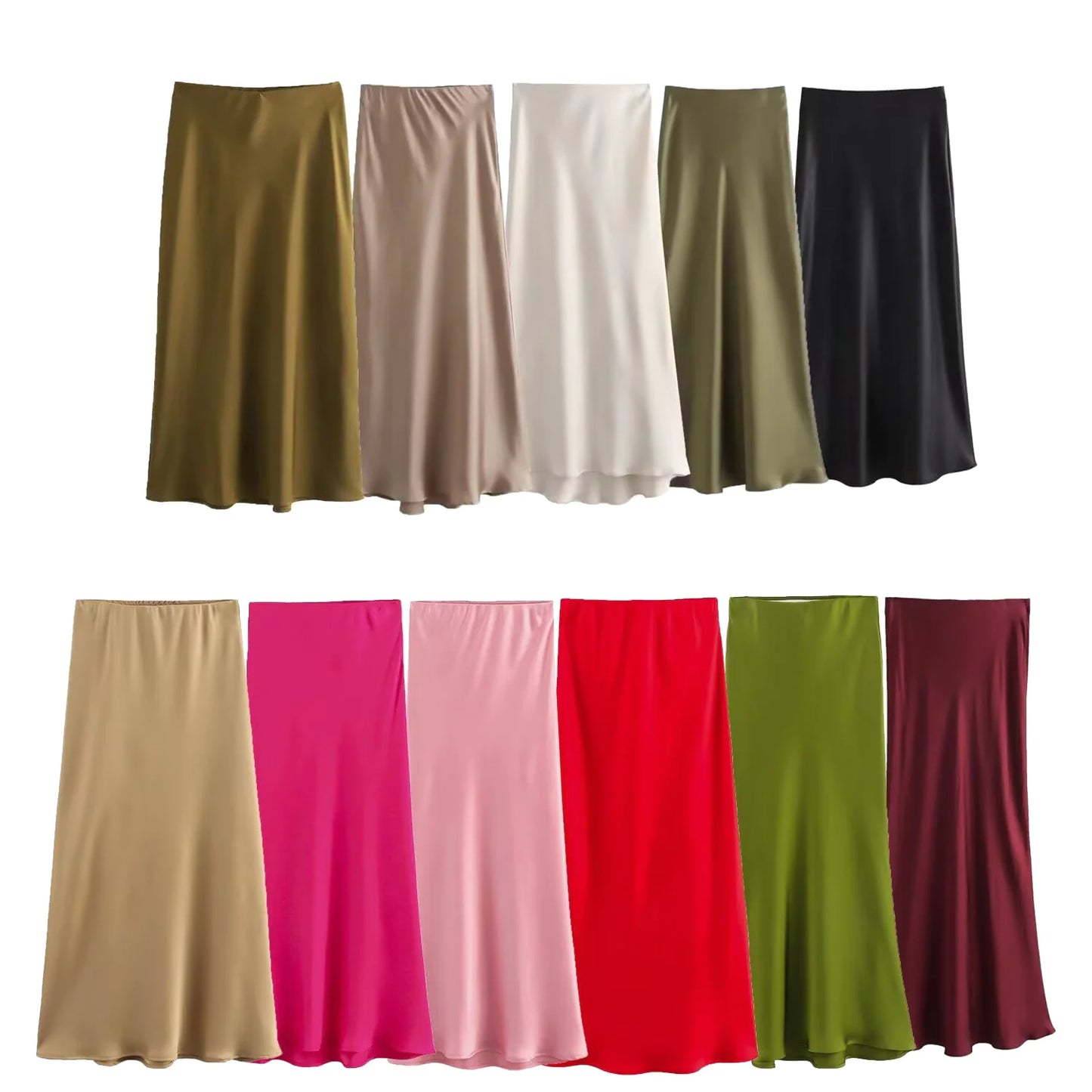 Elegant Satin Midi Pleat Skirt - Smart Shopper 